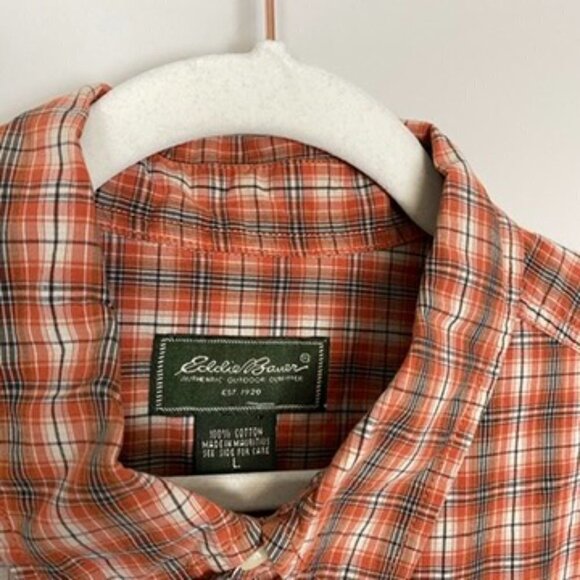 Eddie Bauer Short Sleeve Button Down Shirt Orange Mens Large - Picture 2 of 4